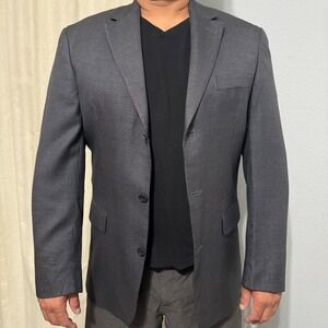 Andrew Fezza Fusion Blazer Mens 40L Gray Silk Super 100s Worsted Wool 3 Button